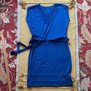 Icebreaker Villa dress cap sleeve merino wool belted ocean sea blue women’s M